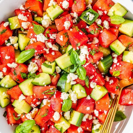 Cucumber,Basil,and Watermelon Salad